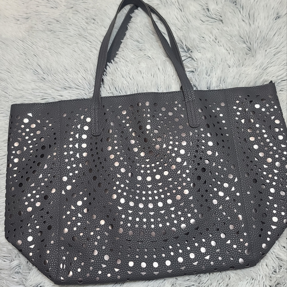Bath & Body Works Gray Perforated Tote Bag